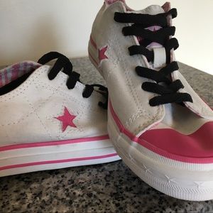 White and Pink Converse